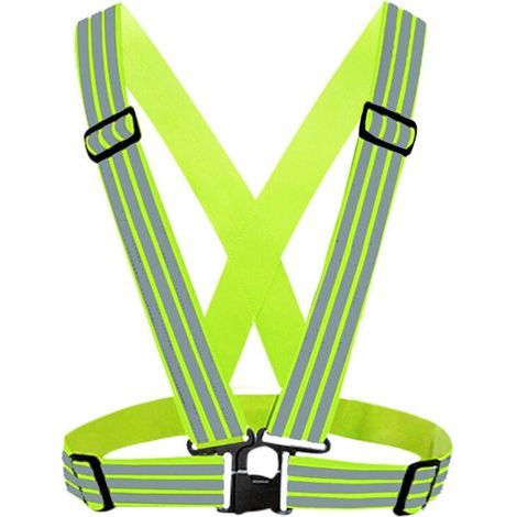 Gilet de sécurité réfléchissant haute visibilité 2 pièces, gilet de sécurité réglable pour la course, le cyclisme et les motos,de (1/5)