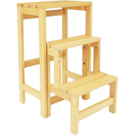 Escabeau tabouret transformable 2 marches – Hauteur 59 cm – Largeur 38 cm – Profondeur 45 cm (ouvert) – Pour espaces confinés – Outils Et Nature (1/4)