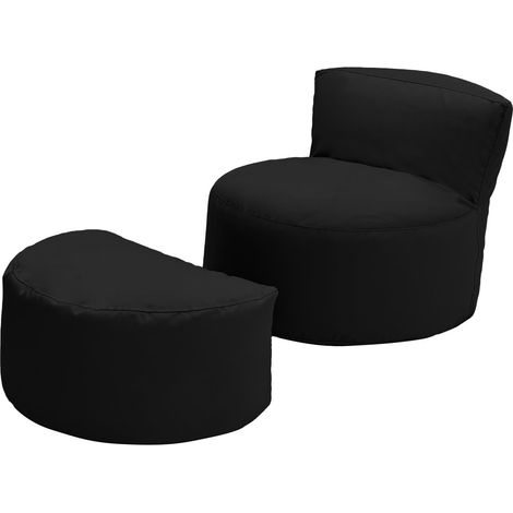 Loft 25 - Gaming-Sitzsack mit Fußstütze für das Wohnzimmer, Outdoor-Sitzsack mit hoher Rückenlehne für Kinder mit Fußstütze, wasserabweisende Sitzsäcke mit Polsterung - Schwarz (1/5)