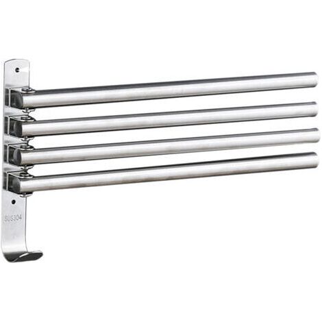 Porte-Serviettes avec 4 Barres 180°Rotatives en Acier Inoxydable SUS304 Porte Serviette Murale Sèche-Serviettes pour Salle de Bain Cuisine Lavabo- Argent