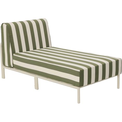 Méridienne rayée pour salon de jardin modulable en tissu vert kaki - Patio (1/5)