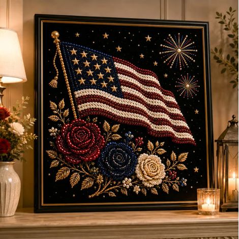 New American 250th Anniversary Pearl Art Set - Stars and Stripes Skyline - Style B - 40501cm