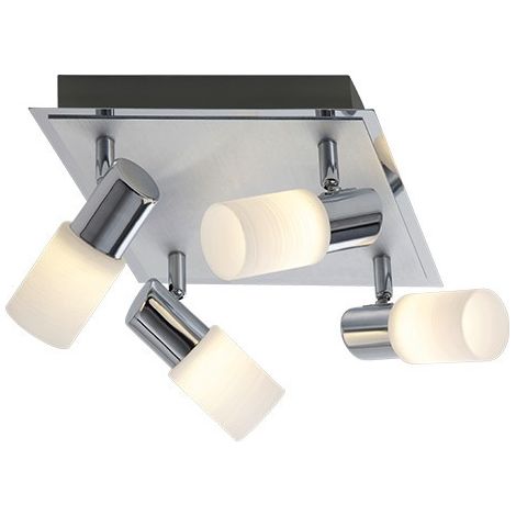 Clapton Foco Cuadrado 4 Spot Led Cromado Y Cristal Blanco 23x23 cm Trio Lighting (1/3)