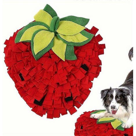 Grabmatte für Hunde, Fleece-Grabmatte, interaktives Futterspielzeug, erdbeerförmige langsame Futtermatte, interaktives Spielzeug für Katzen und Hunde (1/5)