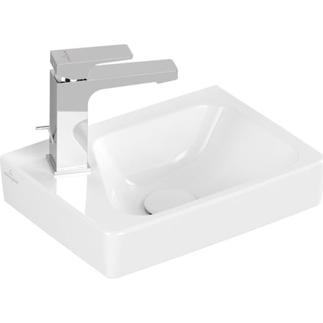 Villeroy & Boch Architectura - Lave-mains 36x27 mm, avec trop-plein, trou pour robinetterie à gauche, blanc alpin 43853601 (1/3)