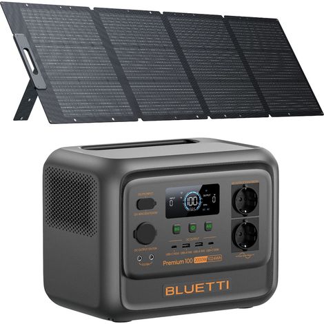 Kit tragbare Powerstation BLUETTI Premium 100 V2 + Solarpanel 220 W (0% MwSt)