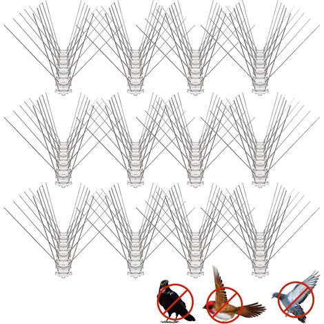 12 Pièces Pics Anti Pigeons, Pique Anti Pigeon Balcon, Pointes Anti-Oiseaux en Acier Inoxydable, Convient pour les Toits,Cheminées,Clôtures,Boîtes aux Lettres,Balcons,Granges et Terrasses(25cm)