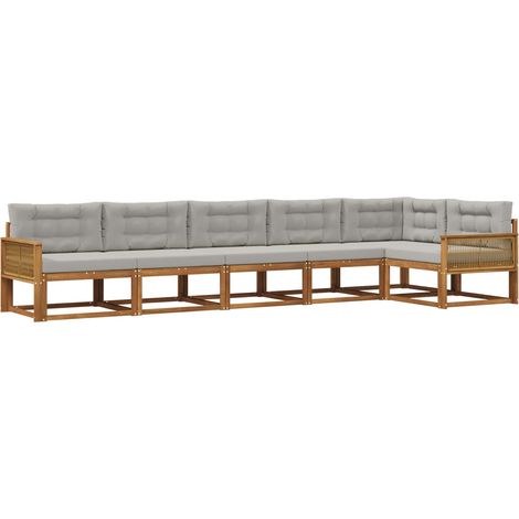 Outdoor Sofa Set with Cushion 6 pcs Natural and Light grey vidaXL (1/5)