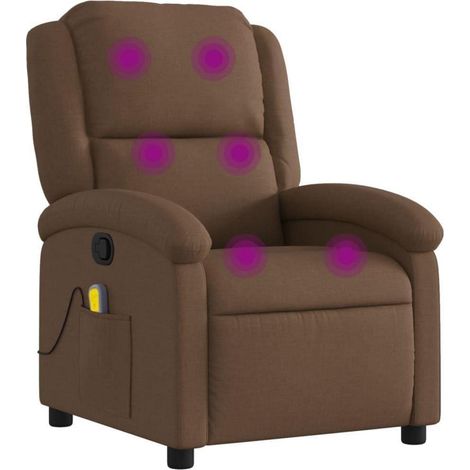 Massagesessel mit Vibrationsfunktion, verstellbare Rückenlehne, Stoff Braun (1/5)