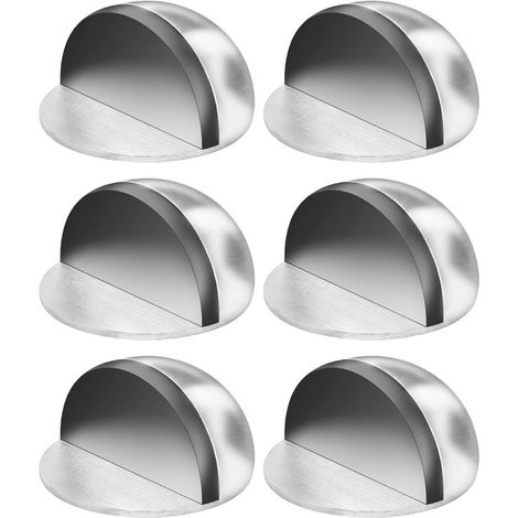 Fermaporta, [Set di 6] Fermaporta autoadesivo in acciaio inox con cuscinetto adesivo 3M, fermaporta da pavimento ovale a forma di mezzaluna, protezione a scomparsa per pareti, pannello in fibra di leg (1/5)