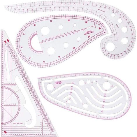 Regle Couture,Ensemble de règles de couture 4 pièces,idéal pour la couture, la couture, le bricolage - Outils de conception en plastique flexible pour les étudiants et les créateurs de mode (1/4)