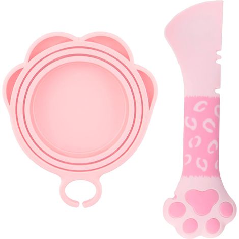 Boîte à croquettes avec cuillère intégrée - Ensemble d'accessoires multifonctionnels en forme de patte pour croquettes de chat et de chien - un couvercle et une cuillère (1/5)