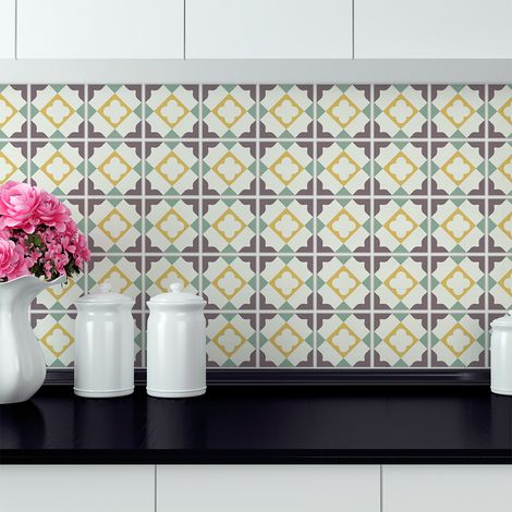 Sticker Mural Carrelage adhésif Cuisine Salle de Bain - 30 STICKERS CARRELAGES AZULEJOS EUDOCIA - 30stickers10x10cm (1/5)
