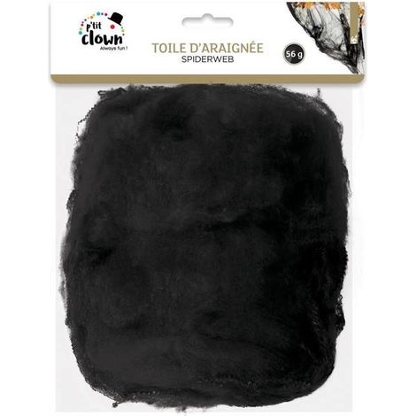 Toile d'araignée - PTIT CLOWN - Noir - 56g - Décoration Halloween - Fête