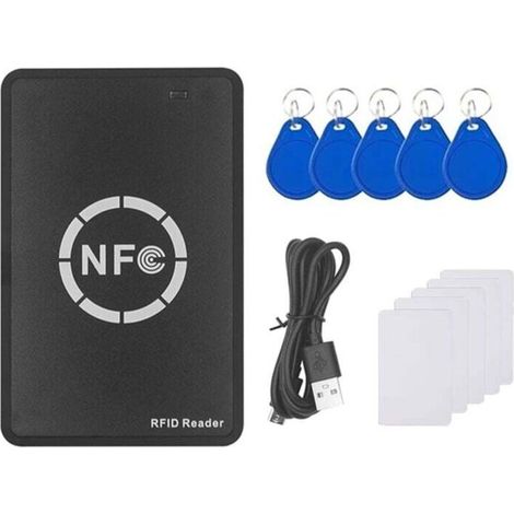 NFC-RFID-Lesegerät/Schreiber mit 5XUID-Kartenduplikator und Schlüsselanhänger zum Kopieren von IC-Ausweisen – Crezuo
