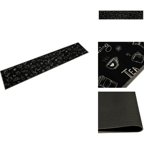 Tapis de cuisine lavable imprimé Morning noir 60x300 cm velours - Tapis De Cuisine - Tapis Absorbant - Tapis Antidérapant - Tapis Moderne - Tapis Noir (1/5)