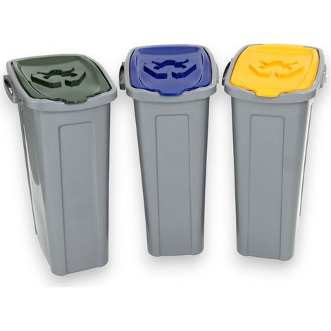 Secchi pattumiere 105 litri per raccolta differenziata con etichette adesive set 3 pezzi (1/3)