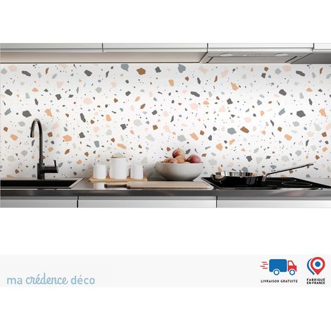 Crédence : Terazzo graphique 3 - Couleur noir - Alu composite - 60 - 120 (1/3)