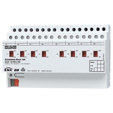 Jung Actionneur de commutation KNX 8 fois, REG, 8 TE 2308.16 REGHM