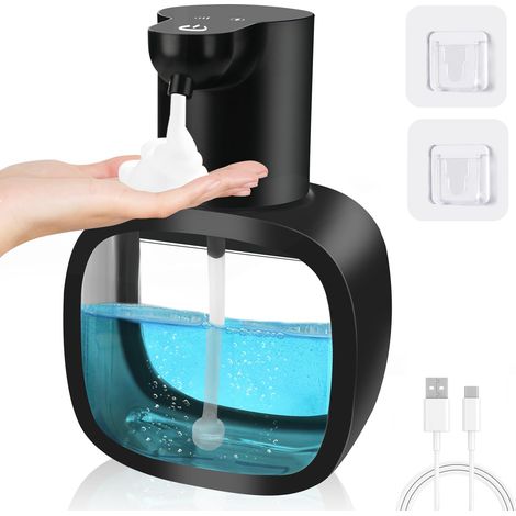 500 ML Distributeur de Savon Automatique, Rechargeable par USB, Distributeur de Savon Électrique avec Capteur, Ipx5 Étanche sans Contact Distributeur Savon Mousse pour Cuisine Et Salle de Bain (1/5)