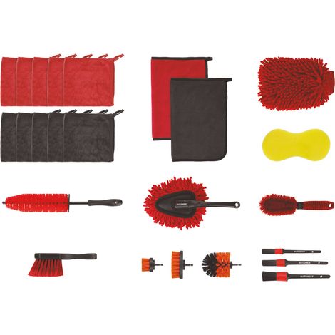 Kit lavage 24 pieces - Nettoyage intérieur extérieur véhicule - Housse de transport