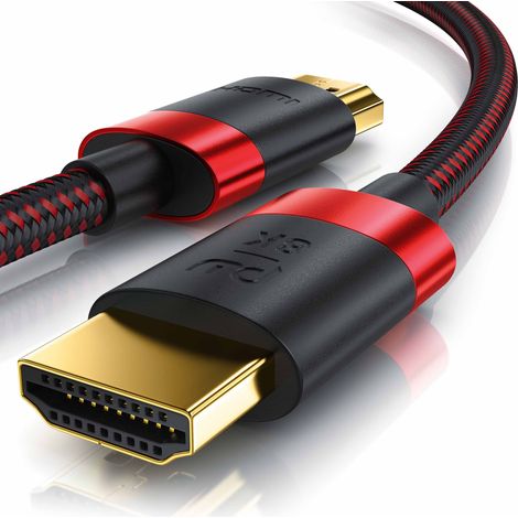 Primewire - 0,25m High Speed 8K HDMI Kabel 2.1 Ethernet ARC 3D 4K Ultra HD 7680x4320 @ 120 Hz PS4 360 TV OLED PC Laptop Beamer Monitor - Schwarz/Rot (1/5)