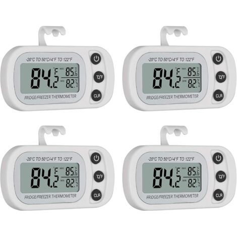 BUNTHAUS PA Aiperq 4pcs Thermomètre numérique étanche IPX3 avec écran LCD Fonction d'enregistrement Max/Min thermomètre de réfrigérateur sans Fil pour frigo Maison Cuisine (1/5)