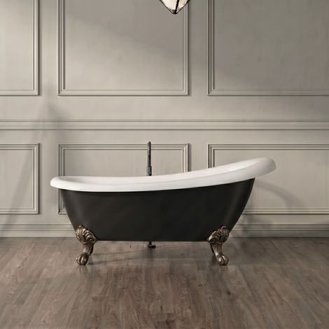 Bañera con patas RICHMOND NEGRA 171 cm patas ÁGUILA BRONCE ENVEJECIDO