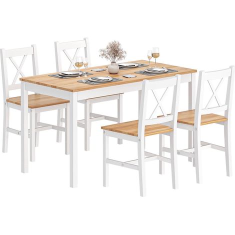 Esstisch-Set mit 4 Stühlen, Holz, modern, für Esszimmer & Küche (1/5)