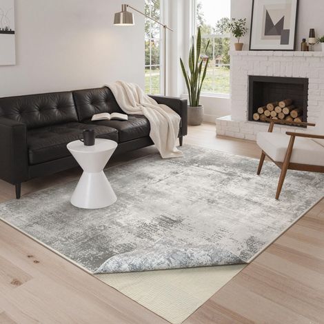 Tapis Salon Résumé Entree 80x150cm Lavable en Machine AntidéRapant Poil Ras, pour Chambre Salle a Manger Descente de Lit Bureau, Cuisine,Double Face Gris (1/5)