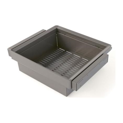 Emuca Kit panier métallique et rack ajustable Quartz pour armoires, glissières extension totale et à fermeture douce, Module 60cm, Finition Titane - talla