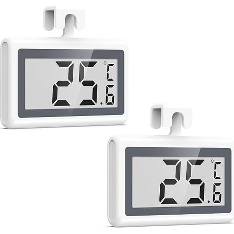 Fridge Thermometer, 2 Mini Thermometers for Refrigerator, Digital Thermometer with Frost Alarm, ℃/℉, LCD Display, Hook, Freezer Thermometer Alarm for Kitchen, Home, Bars (1/5)