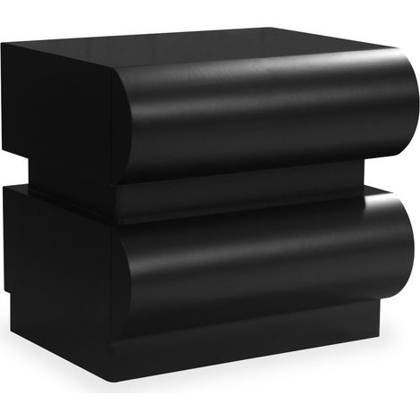 Table de Chevet 2 Tiroirs "Sherazade" 45cm Noir (1/5)