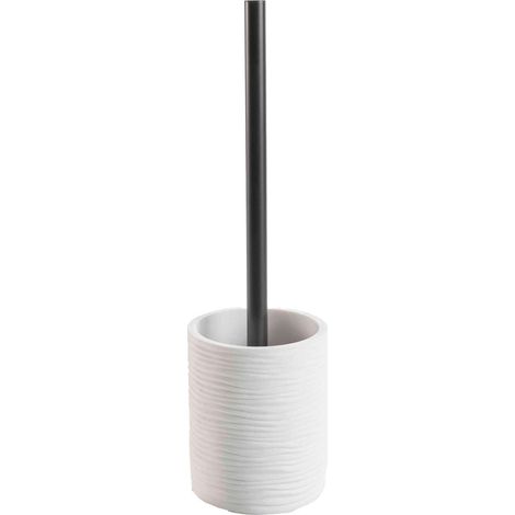 Brosse WC Effet Strié "Siloa" 35cm Blanc (1/3)