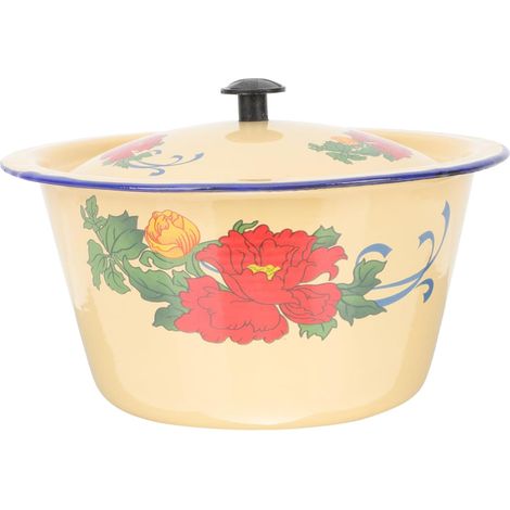 Bassin Vintage Avec Couvercle Bol Multifonction Rétro Pour Lavage Des Mains Cuisine Et Stockage Alimentaire Bassin Domestique Robuste Et Anti-dérapant (1/5)