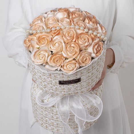Bouquet De Roses En Savon - 21 Fleurs Parfumées En Savon Sur Support Avec Lumières Led - Décoration Intérieure Romantique - 1 Pièce (1/5)