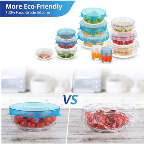 Couvercles Extensibles En Silicone - 6 Tailles Différentes - Pour Bols Assiettes Et Récipients - Réutilisables Zéro Déchet - Lot De 6 (1/5)