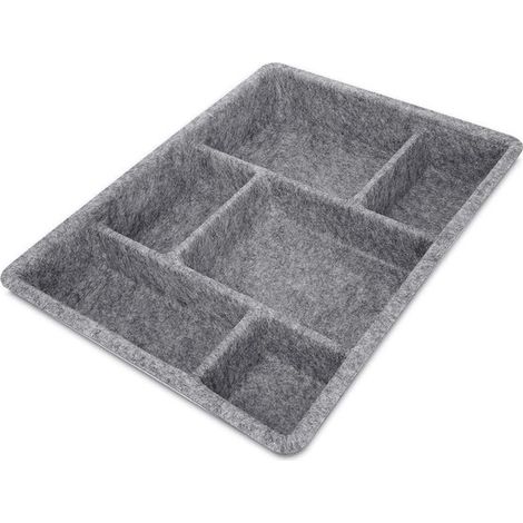 Schubladenorganizer aus Filz, geeignet zur Aufbewahrung von Schmuck, Büromaterial oder Kosmetikartikeln – 6 Fächer – Grau – 405 x 305 x 6 cm (1/5)