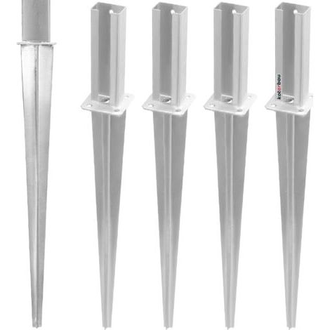 4 Pièces Support de Poteau - Acier Galvanisé - 60x40 cm - Argent - Pied de Poteau - pour Pilier Métallique - Installation Facile - Résistant Aux Intempéries-NANOTEH (1/5)