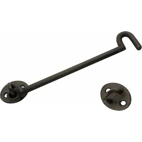 Loquet de porte à crochet noir extra long 61 cm 24" pour fenêtre, portail, abri de jardin, cabane, support silencieux