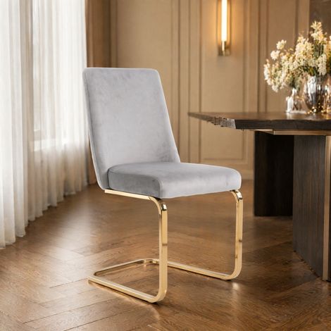 MEUBLIV Silla de comedor 52 x 45 x 88 cm gris – respaldo capitonado, pack de 2 (1/5)