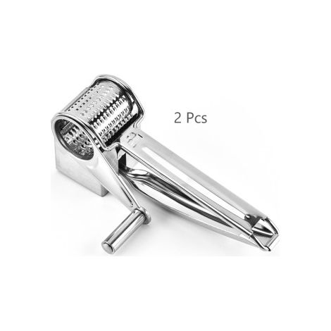 Moulin à Râpe Fromage 2 Tambour Inox - Simple, Résistant et Efficace - Ambidextre (1/4)