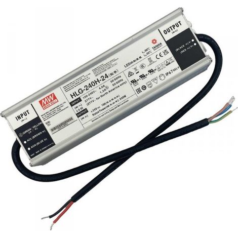 MW MEAN WELL HLG-240H-24 Alimentatore Led Driver IP67 240W 24V 10A Input 220V e 110V