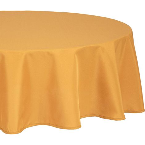 Atmosphera – Nappe ronde anti-tache jaune ocre D 180 cm – Polyester facile d'entretien – Pour ambiance moderne et raffinée (1/5)
