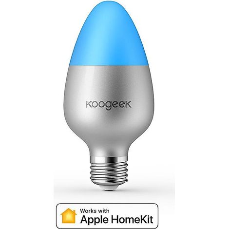 Ampoule LED intelligente Koogeek E27 8W à intensité variable et à changement de couleur, compatible avec Apple HomeKit et dotée d'une connexion Wi-Fi.