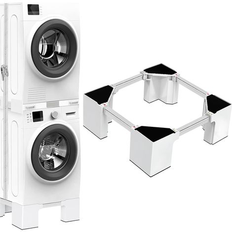 Support de machine à laver: Base de laveuse-sécheuse, 16.1 cm Hauteur, taille réglable socle pour machines à laver et sèche-linge de 46 à 69 cm, capacité de charge 400 kg (1/5)