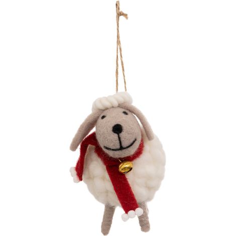 Déco de Sapin Mouton avec écharpe Rouge - Feeric Christmas
