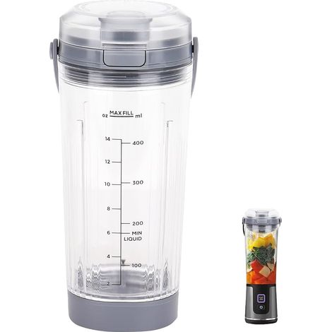 Blender Bowl Replacement with Lid for Blast BC100 and BC151 Series Portable Blender - 18 oz Blender Bowl Accessories Compatible with Blast Blender (Grey) (1/5)