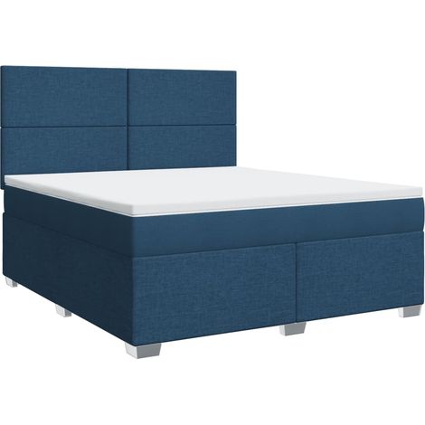 Maison Exclusive - Sommier à lattes de lit avec matelas Bleu 180x200 cm Tissu (1/5)
