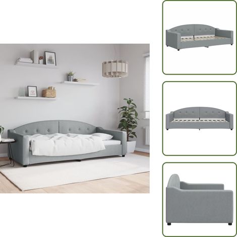 Letto moderno - vidaXL Letto da Giorno Grigio Chiaro 90x200 cm in Tessuto - Letto con schienale